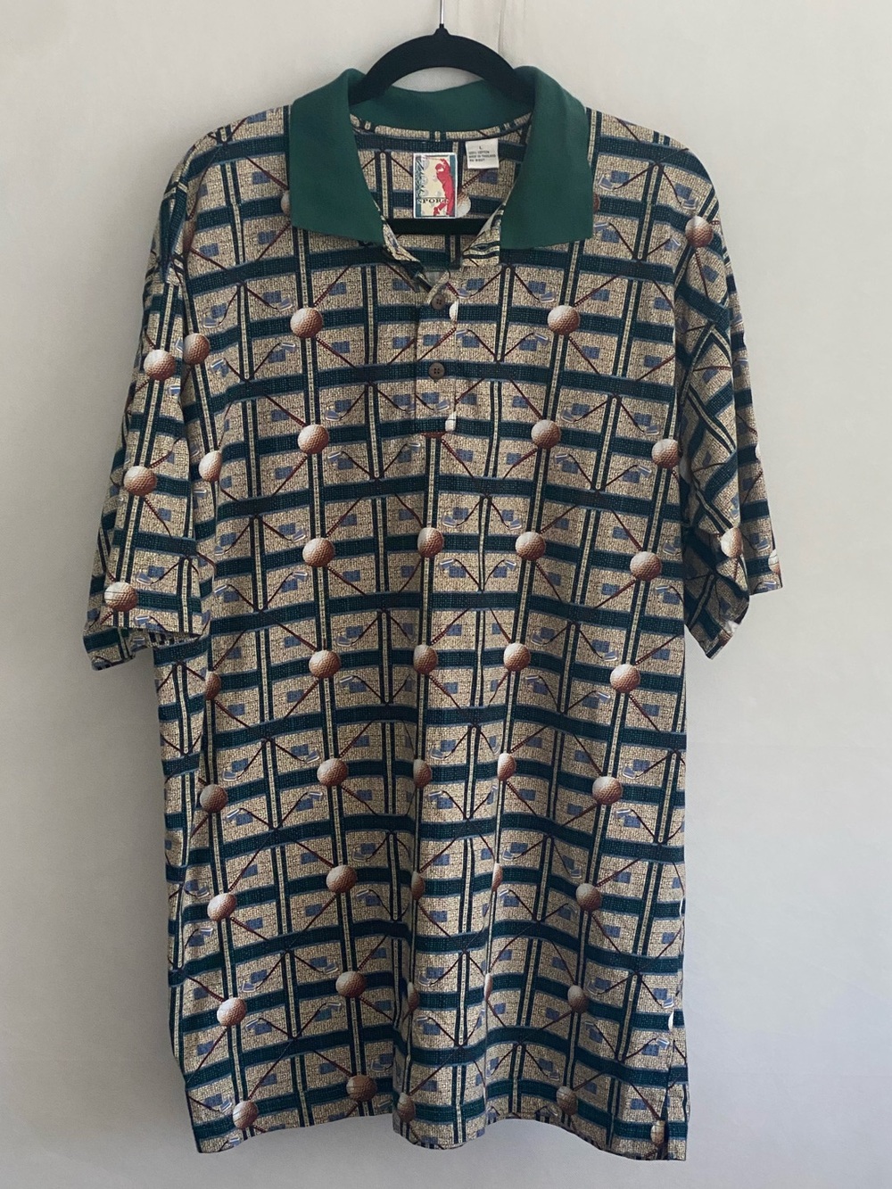 Natural sports Lg Green-Collar Geometric Pattern Men’s Polo
